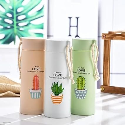 Zerolex Plant Glass Water Bottle with Protective Cover Glass Water Bottle for Fridge Home Office Gym Travel BPA Free Water Bottle Glass Cool Bottle 400ml Pack Of 2 - Image 4