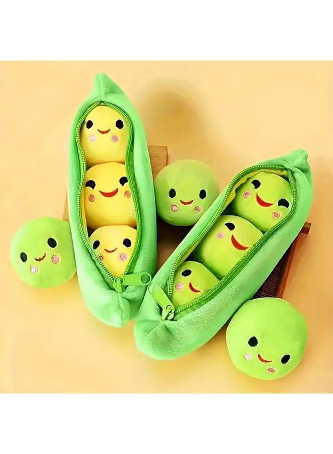 Pea Pod Plush Dog Toy With Peas Green Interactive Chew Teething Toy For Small Medium Dogs - Image 2