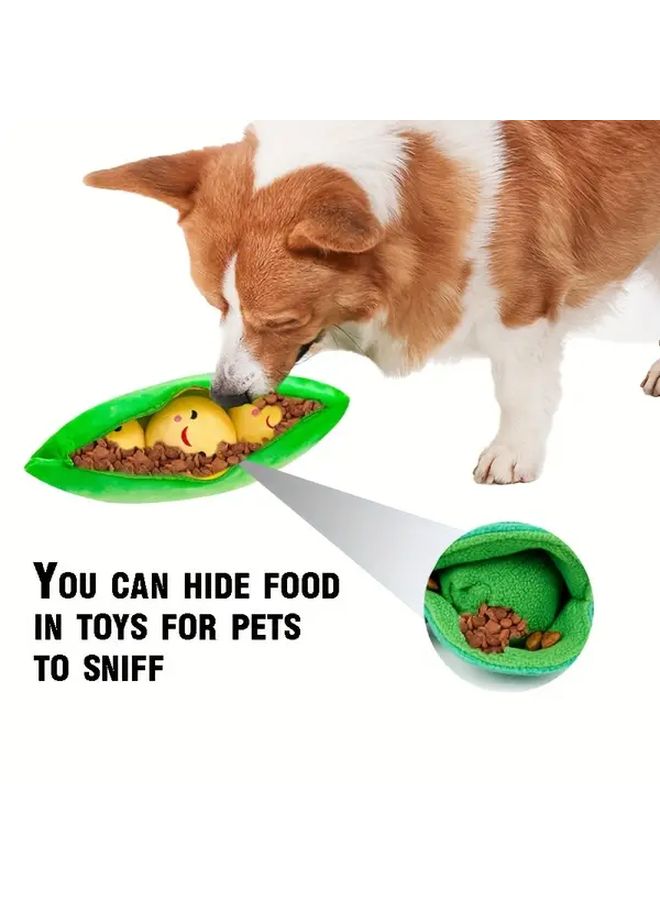 Pea Pod Plush Dog Toy With Peas Green Interactive Chew Teething Toy For Small Medium Dogs - Image 5