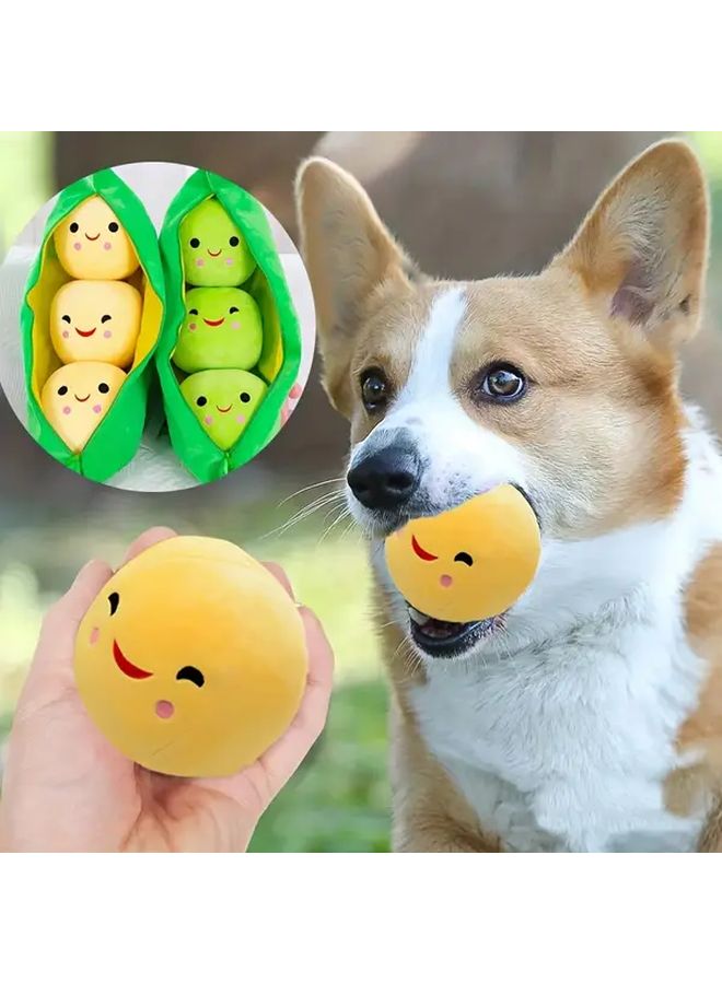 Pea Pod Plush Dog Toy With Peas Green Interactive Chew Teething Toy For Small Medium Dogs - Image 3
