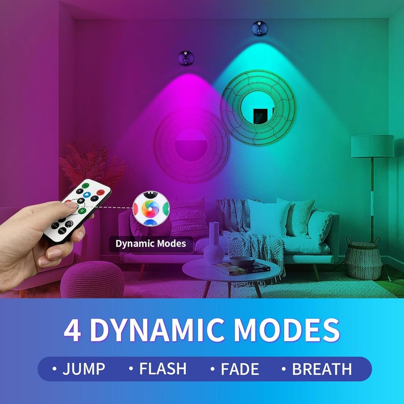 LEASTYLE Wireless Spotlights Rechargeable Sopt Lights Indoor with Remote,16 Color Changing Battery Operated Spot Light with Timer Dimmable Accent Light,2 Pack,Black - Image 5