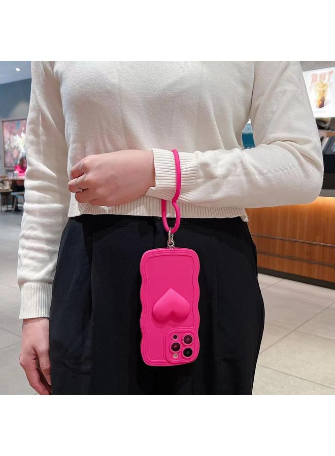 Zaboon Case For iPhone 12 mini 3D Heart Skin-Feel Silicone Phone Case with Wristband - Image 4