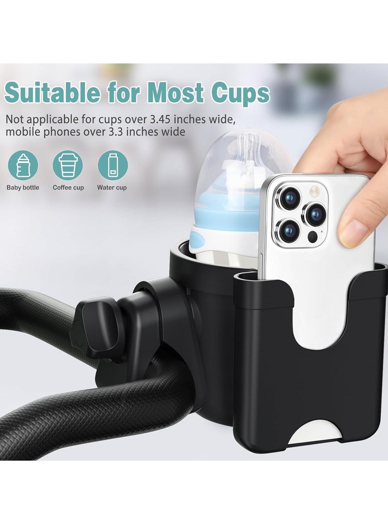 Gonice Stroller Cup Holder with Phone Holder, Universal Bottle Holder for Wheelchair, Walker, Bike, Scooter  - Image 2