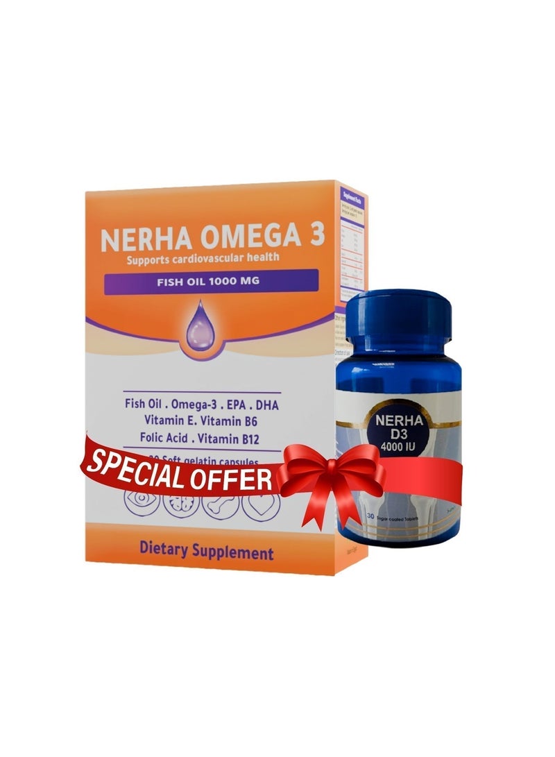 نيرها أوميجا ٣ الثنائي الأساسي للصحة: أوميجا ٣ + فيتامين د٣ - Image 1