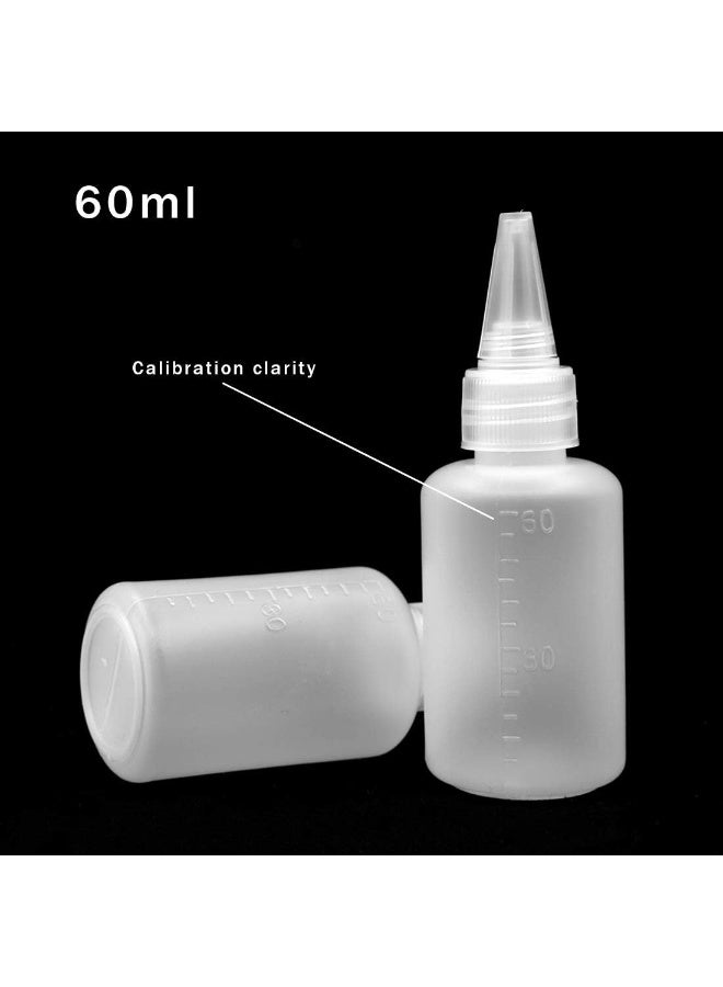 Ryhn 10pcs Clear Plastic Small Squeeze Bottles, 60ml/2oz Empty Squirt Bottle with Twist top Caps and 2pcs Mini Funnels for Sauce, Essential Oils, Liquids, Glue, Crafts - Image 3