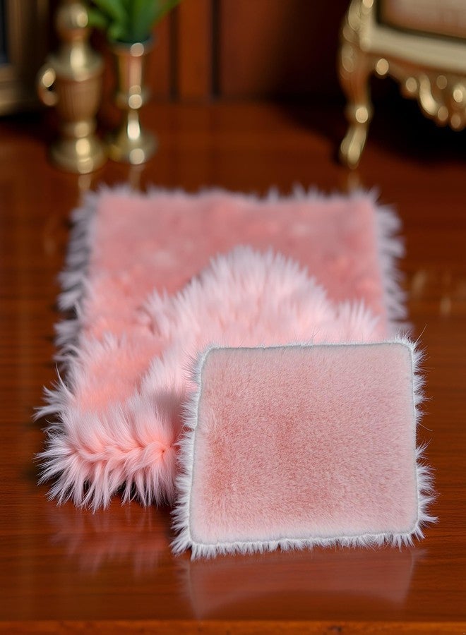 Tnyvm Pink Square Carpet, Miniature Fluffy Rug, Lightweight Dollhouse Decor for 1/12 Scale - Image 3