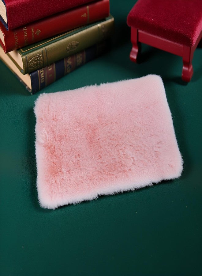 Tnyvm Pink Square Carpet, Miniature Fluffy Rug, Lightweight Dollhouse Decor for 1/12 Scale - Image 5