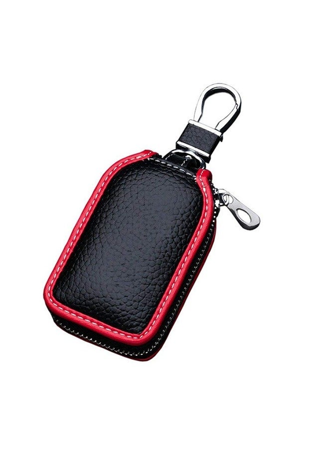 Generic Car Key Case，Carbon Fiber Leather Car Key Chain Case Holder Auto Key Fob Holder Key Fob Protector Smart Keychain Protector Cover with Metal Hook Zipper for Remote Car Key - Image 4