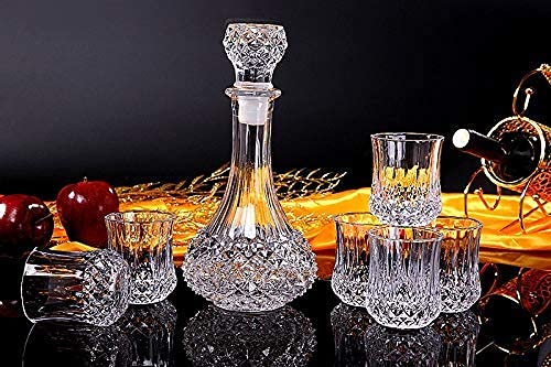 BABALI. Red-Ruuby Whiskey Decanter Set with 6 Glasses, Tequila Bourbon Decanter Whiskey Gifts for Men,Liquor Decanter Dispenser Whiskey Set,Vodka Crystal Decanters for Alcohol (Rajwadi) (Decanter Set 1 with 6 Glasses)  - Image 2