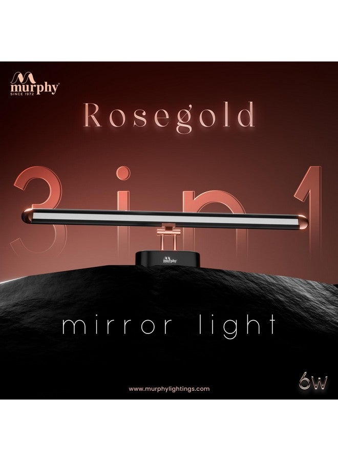 MURPHY Murphy 6W 3-in-1 Color Chnaging Black Rose Gold Finish LED Mirror Picture Wall Light,Bathroom Vanity Led Mirror Light with 2 Year Warranty (Cool White/Warm White/Natural White)-Pack of 4  - Image 2