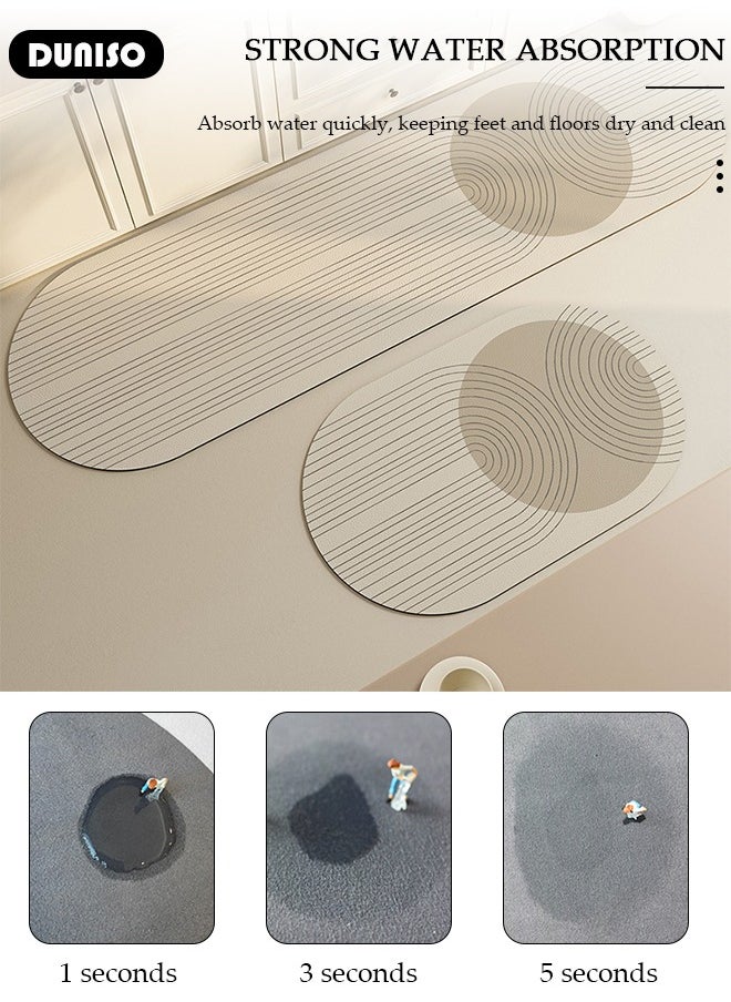 DUNISO 2 PCS  Kitchen Mats and Rugs Set , Non Slip Heavy Duty Standing Mat, Quick Dry Diatom Mud Floor Mat,  Extra Soft and Absorbent Floor Mats for  Kitchen, Bath, Office, Laundry(40*60cm+40*120cm)  - Image 3