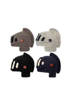 Winter Headpiece for Men, Knit Caps, Woolen Knight Hat, Cold-Weather Costume Hat, Men's Crochet Ski Cap, Medieval Style Beanie, Cosplay Winter Headwear, Warm Crochet Knight Cap for Men Adults 4 Pcs