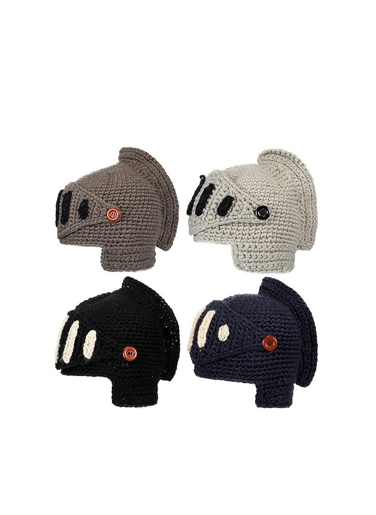Excefore - Winter Headpiece for Men, Knit Caps, Woolen Knight Hat, Cold-Weather Costume Hat, Men's Crochet Ski Cap, Medieval Style Beanie, Cosplay Winter Headwear, Warm Crochet Knight Cap for Men Adults 4 Pcs - Image 1