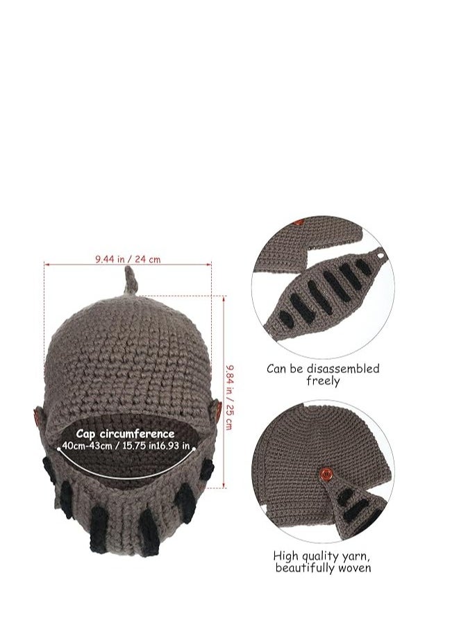Excefore - Winter Headpiece for Men, Knit Caps, Woolen Knight Hat, Cold-Weather Costume Hat, Men's Crochet Ski Cap, Medieval Style Beanie, Cosplay Winter Headwear, Warm Crochet Knight Cap for Men Adults 4 Pcs - Image 1
