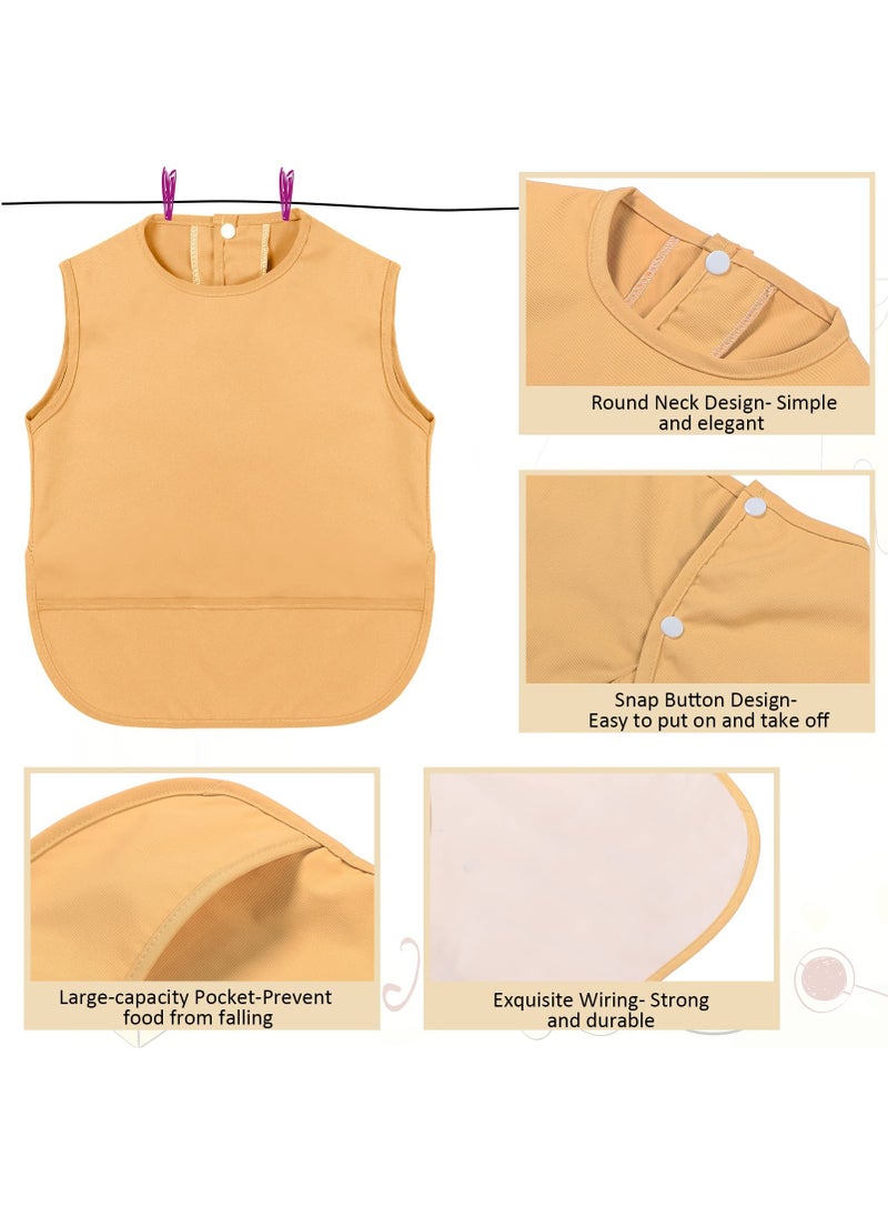 SYOSI Mess Proof Baby Apron Bib 4 Pack Baby Waterproof Bibs with Pocket Bib for Baby Boy/Girl Baby Food Bibs Smock Baby Feeding Bibs 6 to 12 Months Baby Feeding Bibs 4 Colors  - Image 3