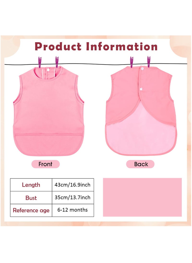 SYOSI Mess Proof Baby Apron Bib 4 Pack Baby Waterproof Bibs with Pocket Bib for Baby Boy/Girl Baby Food Bibs Smock Baby Feeding Bibs 6 to 12 Months Baby Feeding Bibs 4 Colors  - Image 2