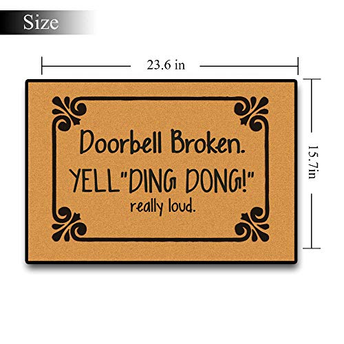 Accssoey Funny Doormat, Bedroom Entrance Door Mat Pad Kitchen Absorbent Mat Anti-Slip Door Mat Absorbent Mat Doorbell Broken Doormat 23.6"×15.7" Inch - Image 2
