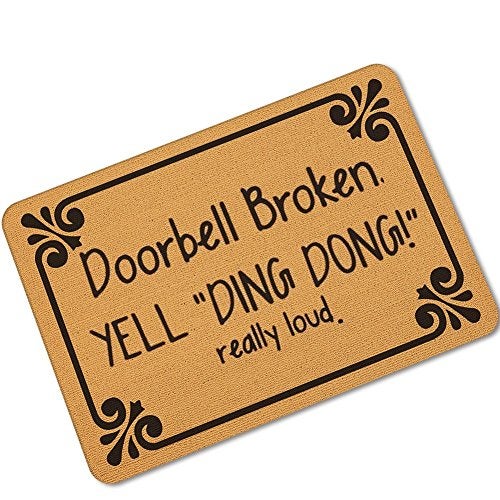 Accssoey Funny Doormat, Bedroom Entrance Door Mat Pad Kitchen Absorbent Mat Anti-Slip Door Mat Absorbent Mat Doorbell Broken Doormat 23.6"×15.7" Inch - Image 1
