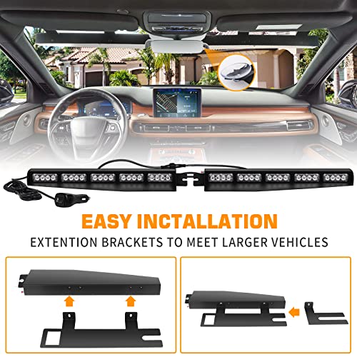 XRIDONSEN 34 inch Emergency Visor Lights 40 LED Red White Strobe Lights Interior Windshield Warning Flashing for Volunteer Firefighter Vehicles Trucks - Image 5