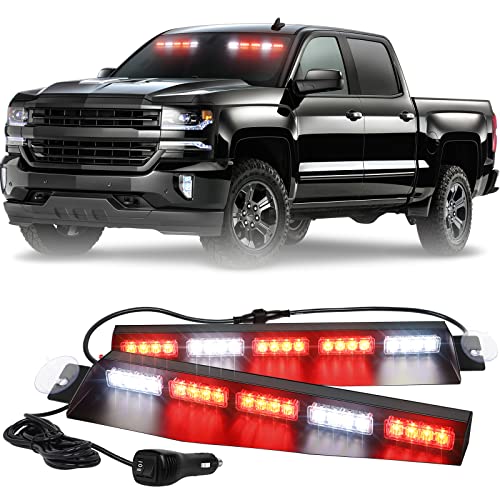 XRIDONSEN 34 inch Emergency Visor Lights 40 LED Red White Strobe Lights Interior Windshield Warning Flashing for Volunteer Firefighter Vehicles Trucks - Image 1