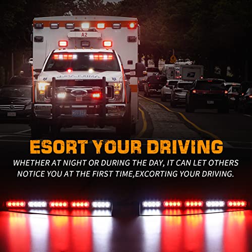XRIDONSEN 34 inch Emergency Visor Lights 40 LED Red White Strobe Lights Interior Windshield Warning Flashing for Volunteer Firefighter Vehicles Trucks - Image 2