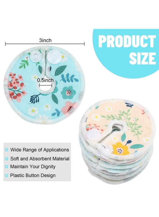 Sosation 32 Pieces G Tube Button Covers Tube Pad G Tube Pads Holder Cotton Pads For Feeding Support Reusable Feeding Tube Supplies Soft G Tube Covers For Breastfeeding Nursing Care 4 Designs (Floral)  - Image 3