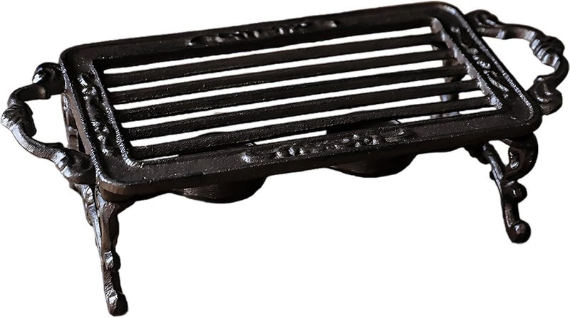 Cast Iron Warmer Tea Light, Rectangular Teapot Warmer Vintage, Design Pattern Hollow, Feet Anti-Slip Supportive Four, By Alcoholic Burner Or Candle Heated - Image 1