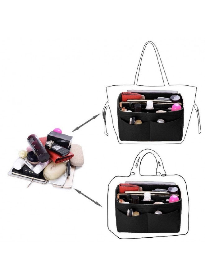 ZTUJO Purse Organizer Insert, Felt Bag Organizer with Metal Zipper, Handbag & Tote Shaper, For Speedy Neverfull Tote, 7 Sizes(X-large, Black) - Image 3