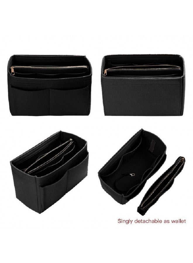ZTUJO Purse Organizer Insert, Felt Bag Organizer with Metal Zipper, Handbag & Tote Shaper, For Speedy Neverfull Tote, 7 Sizes(X-large, Black) - Image 2