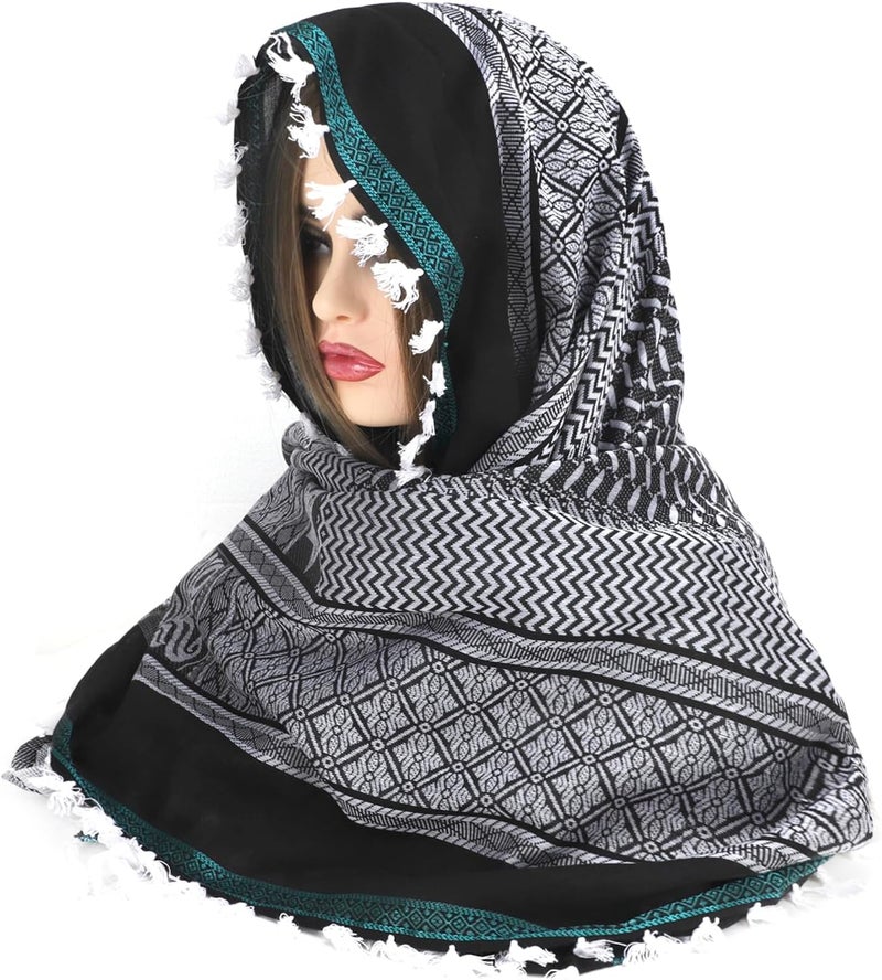 PURFUN Men's Large Arab Shemagh Headscarf Muslim Headcover Shawl Keffiyeh Arabic Scarf - Image 3