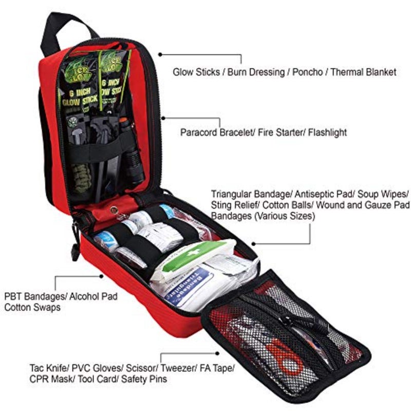 250 قطعة من مجموعة الإسعافات الأولية للبقاء على قيد الحياة IFAK EMT Molle Pouch Survival Kit في الهواء الطلق معدات الطوارئ وحقيبة الصدمات للتخييم والقوارب والصيد والمشي لمسافات طويلة والمنزل والسيارة والزلازل والمغامرات - Image 3