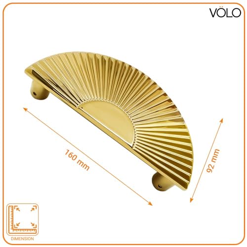 VOLO Main Door Handle 160 MM – Pack of 2 Pieces | PVD Gold Pull Handle for Wooden/Metal/Glass Doors, Smooth Grip, Durable Design for Home/Office/Hotels | Model S-615 - Image 2