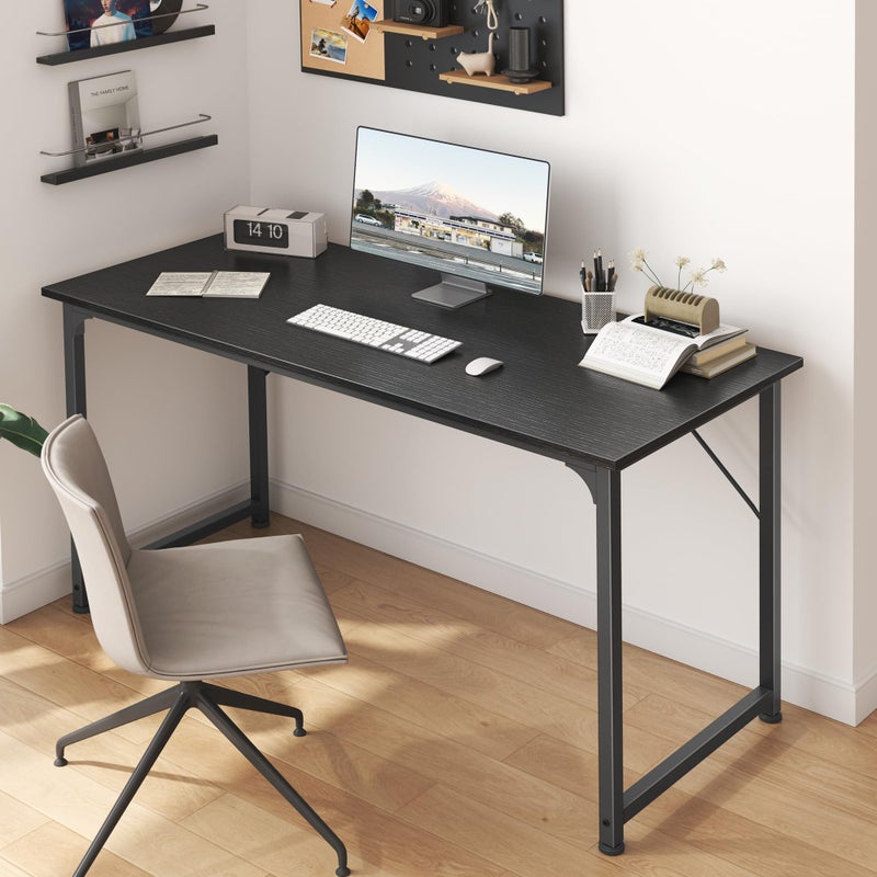 Huuger 48 Inch Office & Gaming Desk with Storage, Modern Simple Design, Large Legroom, Black Metal Frame - Image 5