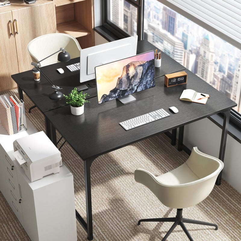 Huuger 48 Inch Office & Gaming Desk with Storage, Modern Simple Design, Large Legroom, Black Metal Frame - Image 2