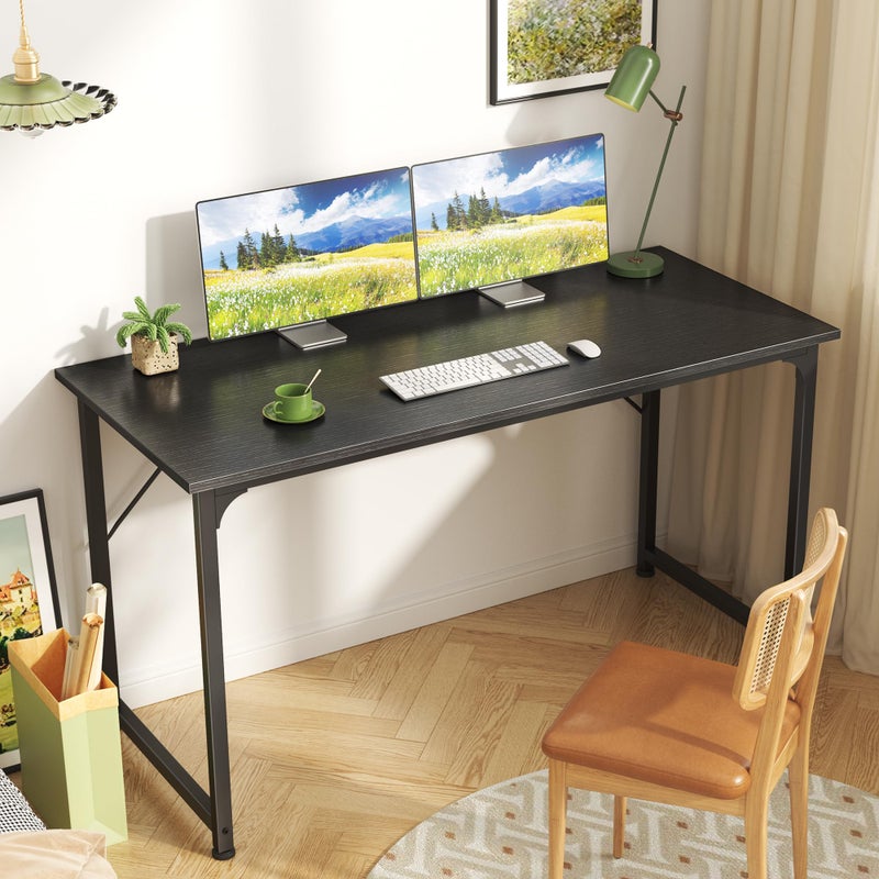 Huuger 48 Inch Office & Gaming Desk with Storage, Modern Simple Design, Large Legroom, Black Metal Frame - Image 4