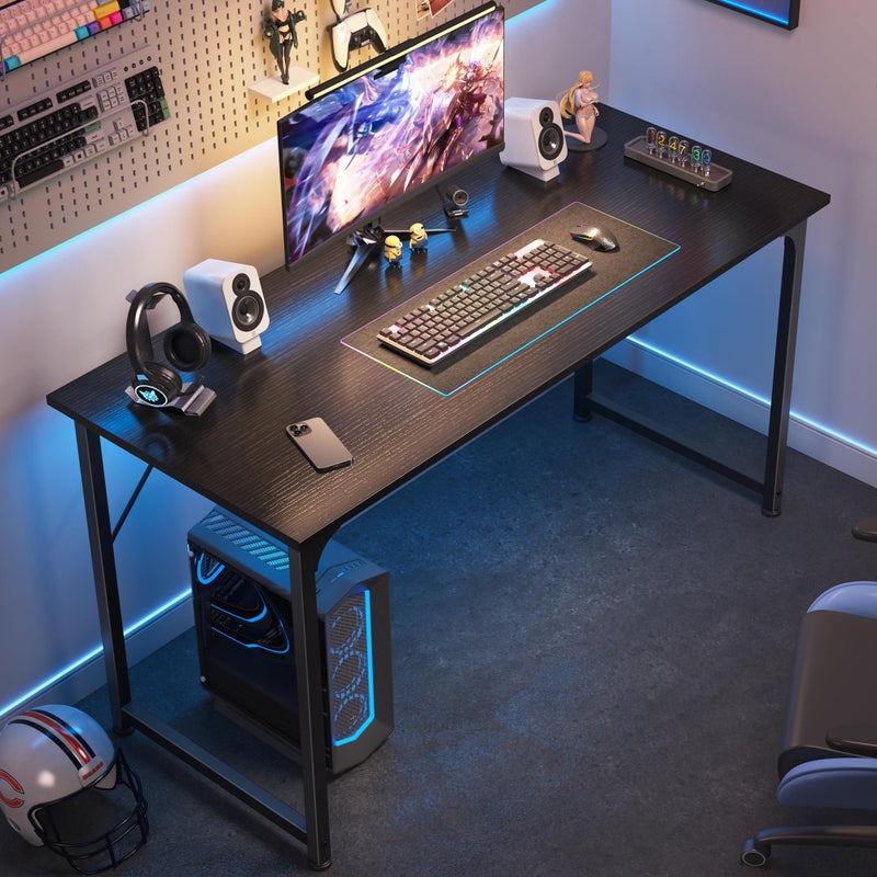 Huuger 48 Inch Office & Gaming Desk with Storage, Modern Simple Design, Large Legroom, Black Metal Frame - Image 3
