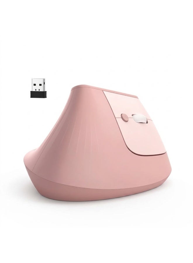 GOOJODOQ Wireless Ergonomic Vertical Mouse, Bluetooth 5.0 & 2.4GHz, 4 Adjustable DPI, Pink - Image 1