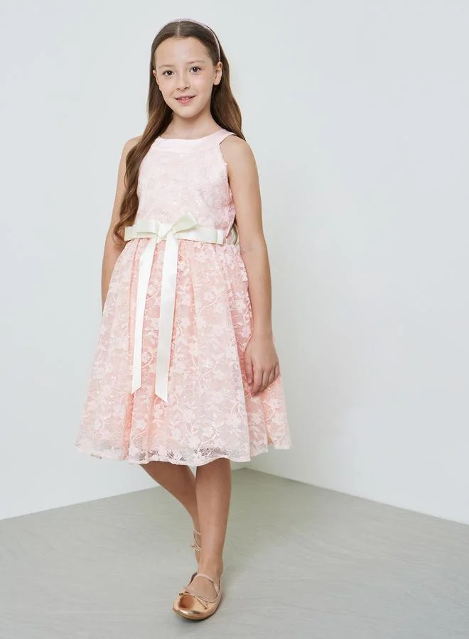 Take Two Teen Girls Light Pink Lace A-Line Dress