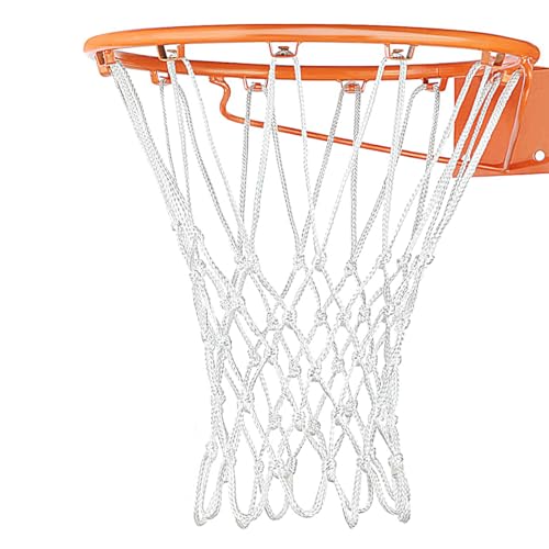 ABAJI Basketball Net 1 Pack White 12 Loops Netting Replacement Thicker Ropes Weaved All Weather Bright Coloured Endurable Environment Friendly Polyester - Image 1