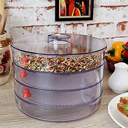 Toxen Plastic 4 Layer Sprout Maker Multi Purpose Use Plastic Grocery Container Sprouted Grains Seeds Dal Channa Chole Masala Box Food Freezer for Kitchen Containers Set - Image 4