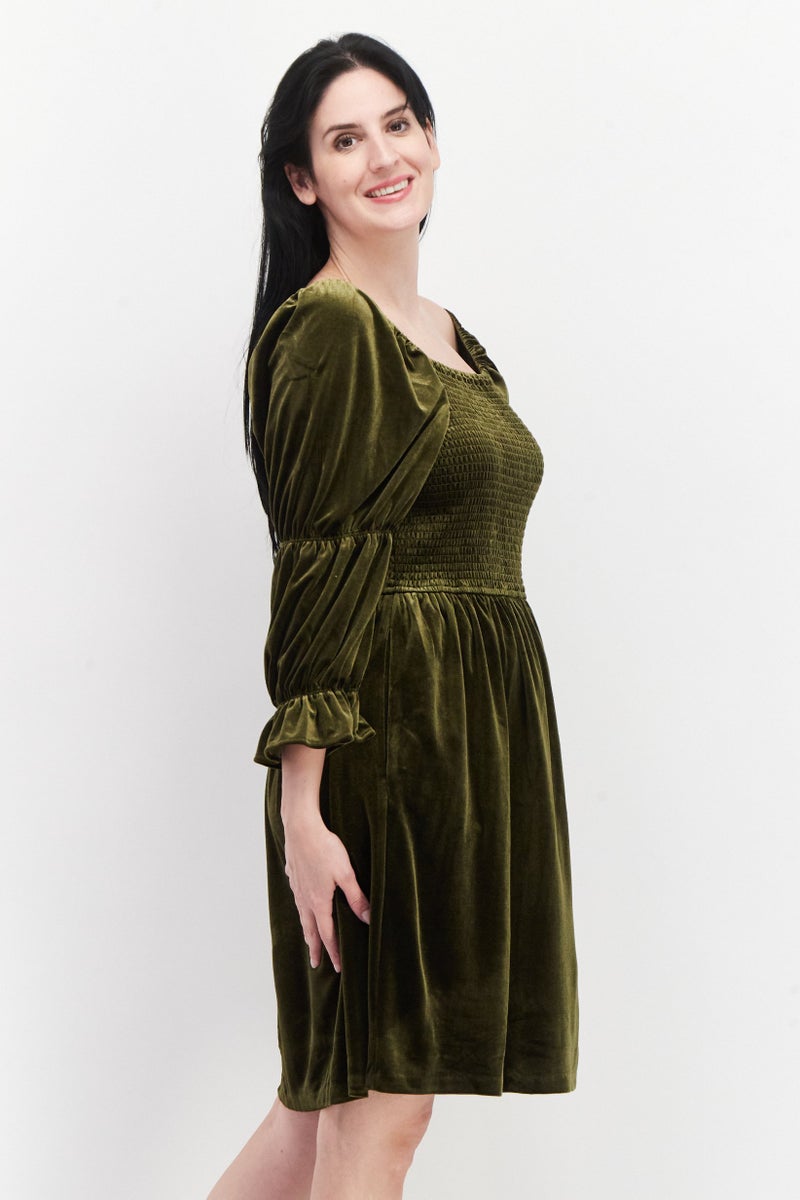 Tahari فستان ميني بسيط للنساء، زيتوني - Image 3