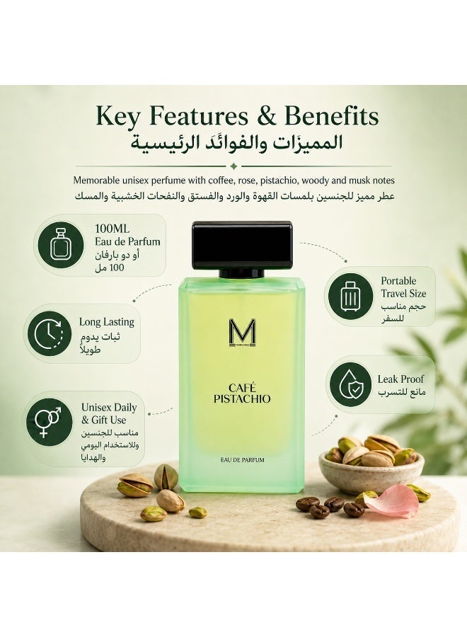 VM PERFUMES Café Pistachio Unisex Eau de Parfum 100ml – Sophisticated Pistachio, Coffee & Rose Scent with Woody & Musky Notes - Image 2