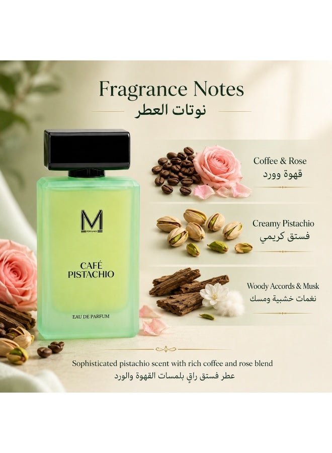 VM PERFUMES Café Pistachio Unisex Eau de Parfum 100ml – Sophisticated Pistachio, Coffee & Rose Scent with Woody & Musky Notes - Image 3