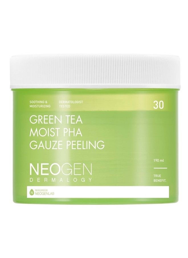 DERMALOGY by NEOGENLAB Green Tea Moist PHA Gauze Peeling Pads (30 pads) - Exfoliating & Soothing Peeling Pad with AHA, BHA, PHA, LHA & Green Tea & Hyaluronic Acid - Korean Skin Care  - Image 1