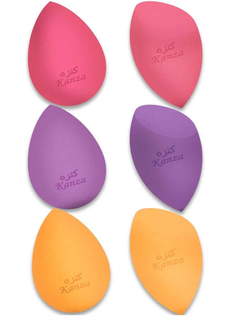 Kanza 6 Pcs Soft Beauty Blender Set Multicolored Makeup Sponge Foundation Blending Beauty Sponge Non latex material Soft Sponge for Face Sponge and Puff Combination for Seamless Application.  - Image 1