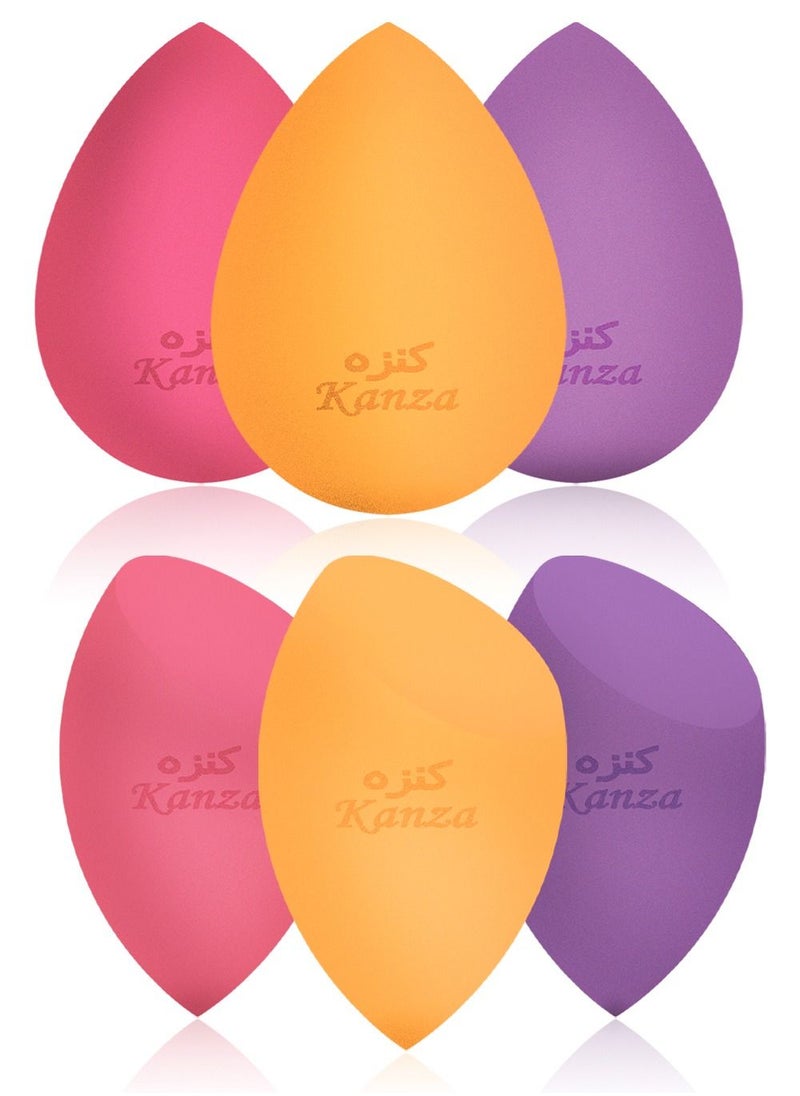 Kanza 6 Pcs Soft Beauty Blender Set Multicolored Makeup Sponge Foundation Blending Beauty Sponge Non latex material Soft Sponge for Face Sponge and Puff Combination for Seamless Application.  - Image 2
