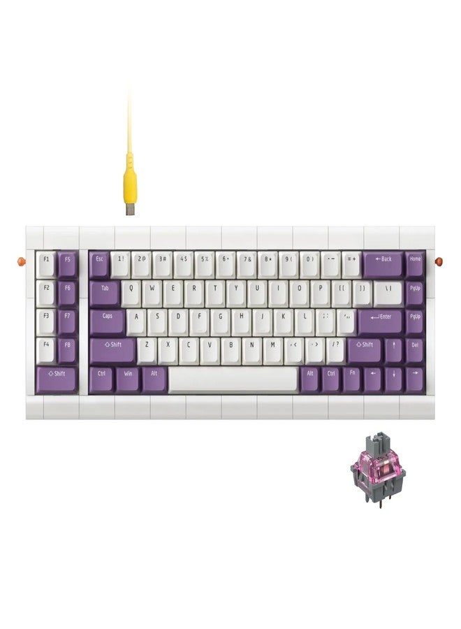 KBDcraft لوحة مفاتيح KBDcraft 02Lilith Q 75% المريحة بزاوية 5.5 درجة مع أغطية مفاتيح أصلية، وحافظة متوافقة مع ليغو، وحامل مانع للتسرب، وسلكية، وإضاءة RGB، وقابلة للتبديل السريع، ومفاتيح خطية، وQMK، وقارورة لأنظمة ويندوز/ماك، ومجموعة كاملة، لون أبيض (Lilith Q 75%) - Image 1