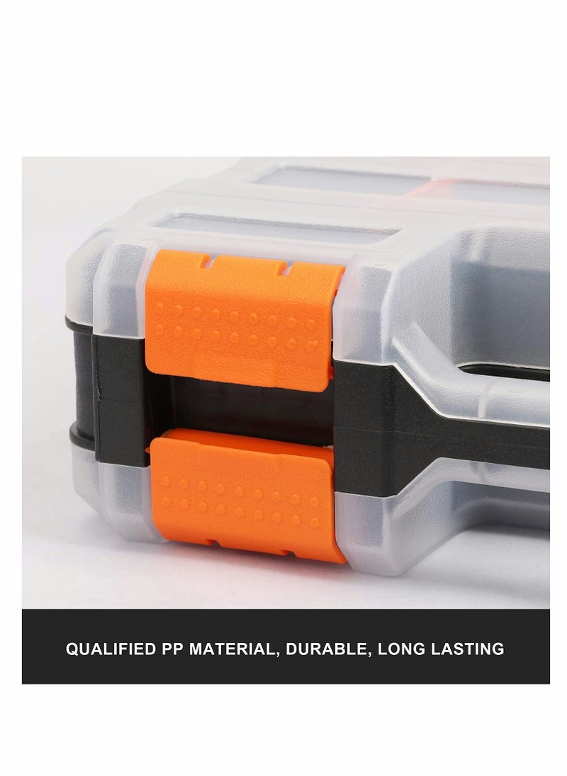 Excefore - Double Side Tools Organizer Customizable Removable Plastic Dividers Hardware Box Storage in a Slim Design Excellent for Screws Nuts Small Parts 34-Compartment Black/Orange - Image 1