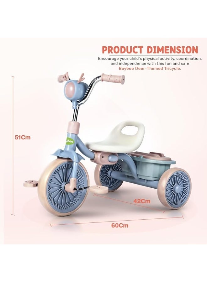دراجة ثلاثية العجلات للأطفال، دراجة ثلاثية العجلات قابلة للطي، مزودة بعجلات خلفية وإضاءة أمامية، مناسبة للأولاد والبنات من عمر سنتين إلى خمس سنوات - Image 2