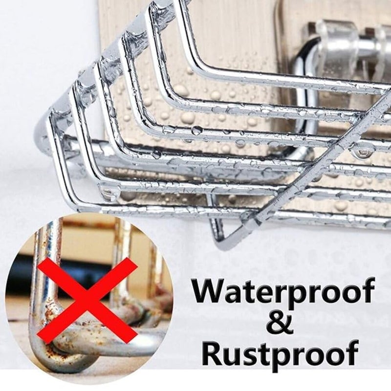 Riviox Wall Mounted Double Layer Soap Dish Holder - Stainless Steel Rack with Self-Adhesive Magic Sticker for Kitchen & Bathroom - Image 5